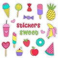 Set of isolated sweet stickers