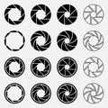 Set of isolated symbols of camera lens