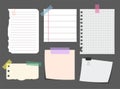 Set Of Isolated Torn Striped Notes. Vector Illustration