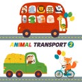 Set of isolated transports with animals part 2 Royalty Free Stock Photo