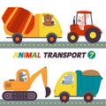 Set of isolated transports with animals part 7 Royalty Free Stock Photo