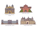 Set of isolated Ukrainian famous landmarks in line