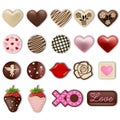 Set of isolated valentine`s day chocolates