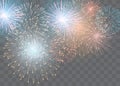 Set of isolated vector fireworks on a transparent background Royalty Free Stock Photo