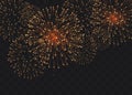 Set of isolated vector fireworks on a transparent background Royalty Free Stock Photo