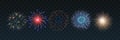 set of isolated vector fireworks on a transparent background Royalty Free Stock Photo
