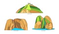 Set of isolated vector Greek natural monuments