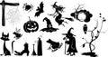 Set of isolated vector halloween silhouettes Royalty Free Stock Photo