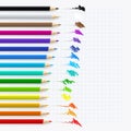Set of isolated vector illustration of color pencils. Colorful stationery. Vector Eps 10. Royalty Free Stock Photo