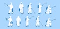 Set of isolated vector illustrations in flat style. No germs. Man, specialist, doctor in white hazmat suit, mask