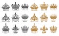 Set of isolated vintage crowns for company brand