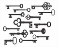 Retro Key Silhouettes Vector set Royalty Free Stock Photo