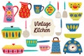 Set of isolated vintage kitchen utensils part 2 Royalty Free Stock Photo