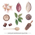 Set of isolated watercolor chocolate illustration on white background