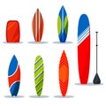 Set surfing desks collection for surfer gear vector illustration