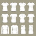 Set of isolated white woman t-shirts and tunic