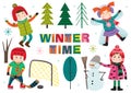 Set of isolated winter time with kids part 2