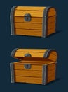 Set of isolated wooden chest or trunk,pirate crate Royalty Free Stock Photo