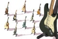 Set of isometric acoustic guitars, electric guitars, bass guitars