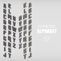 Set of isometric alphabet gray. Royalty Free Stock Photo