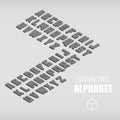 Set of isometric alphabet gray. Royalty Free Stock Photo