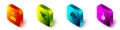 Set Isometric Analyst engineer, Filter setting, Cloud computing lock and Data export icon. Vector