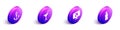 Set Isometric Anchor, Martini glass, Speech bubble with airplane and Bottle of water icon. Vector Royalty Free Stock Photo