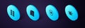 Set Isometric ASIC Miner, Shield with bitcoin, Smart contract and Mining farm icon. Vector