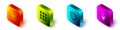 Set Isometric Binary code, NFT blockchain technology, shield and Ethereum ETH icon. Vector