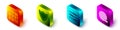 Set Isometric Binary code, Shield, Barbed wire and Social network icon. Vector