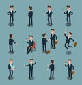 Set of ISOMETRIC BUSINESS PEOPLE in office, share idea, info graphic Royalty Free Stock Photo