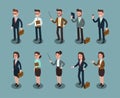 Set of ISOMETRIC BUSINESS PEOPLE in office, share idea, info graphic vector design 3 Royalty Free Stock Photo