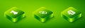 Set Isometric Chain link, SEO optimization and Megaphone icon. Vector
