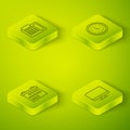 Set Isometric Clock, Calendar, Computer monitor screen and Telephone icon. Vector