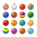 Set of isometric color Christmas balls on a transparent background. Stocking Christmas decorations. Stocking element New