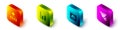 Set Isometric Computer network, Data analysis, Failed access cloud storage and Filter setting icon. Vector Royalty Free Stock Photo