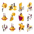 Set Isometric of the concept of business processes for world domination, the recruitment of staff for the command. For website Royalty Free Stock Photo