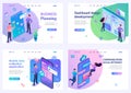 Set of isometric concepts.business planning, create dashboard, mobile app social network. For Landing page concepts and web design