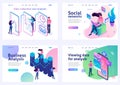 Set of isometric concepts.social networks, data analysis, business analysis, data collection. For Landing page concepts and web