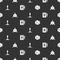 Set Isometric cube, , 3D printer model and Sketch on paper on seamless pattern. Vector Royalty Free Stock Photo