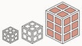 A set of isometric cubes, from simple to complex puzzle cube, vector design Generative AI Royalty Free Stock Photo