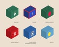 Set of isometric 3d boxes