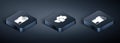 Set Isometric Delete folder, Folder and lock and Cloud upload icon. Vector