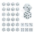 Set of isometric dice combination. White poker cubes vector .