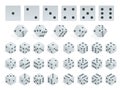 Set of isometric dice combination. White poker cubes vector isolated.