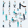 Set Isometric Doctors Hospital Staff