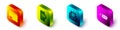 Set Isometric Document folder, Chat messages notification on phone, Mail and e-mail and Express envelope icon. Vector