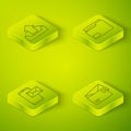 Set Isometric Document folder, Mobile and envelope, Envelope and Upload inbox icon. Vector