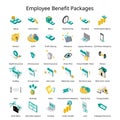 Set of isometric Employee Benefit package for employee