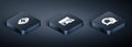Set Isometric Eye scan, System bug and Credit card icon. Vector
